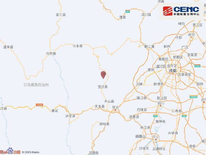 3月17日雅安宝兴县发生3.2级地震（震源深度8千米）