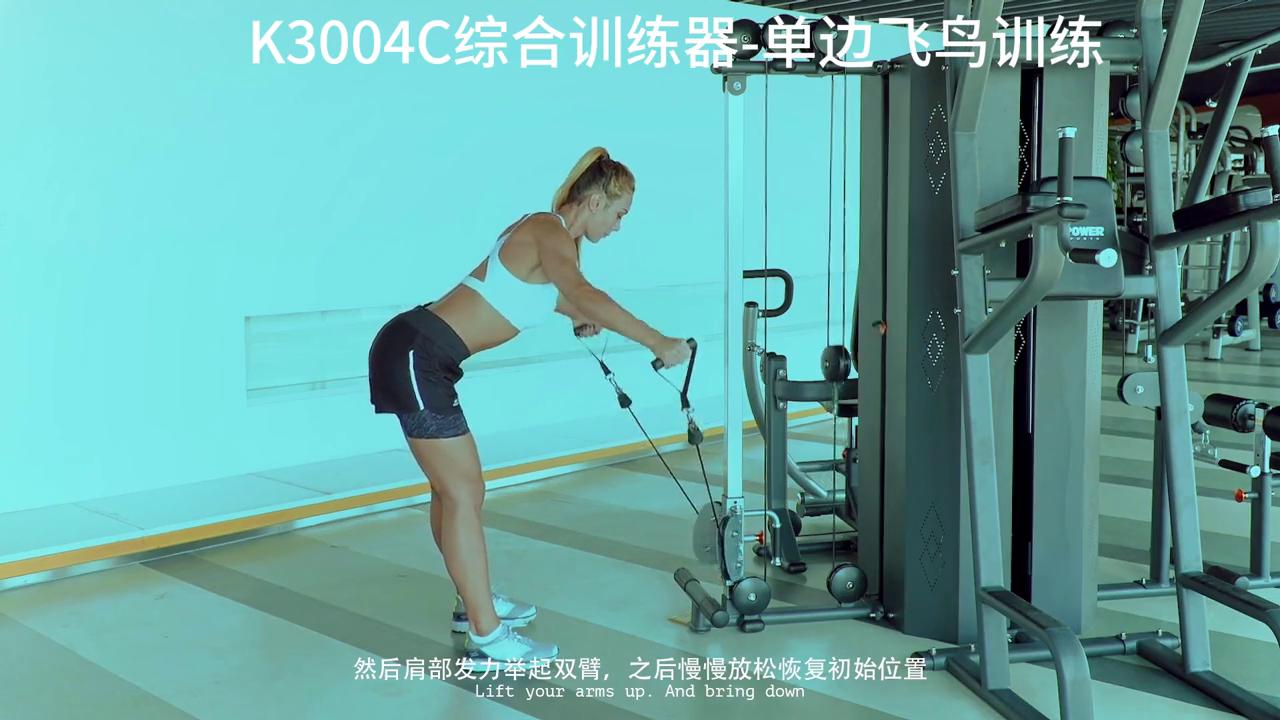 K3004C综合训练器_综合训练器效果_单边飞鸟训练教程
